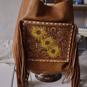 American Darling Leather Tooled Sunflower Purse/Bag/Hobo